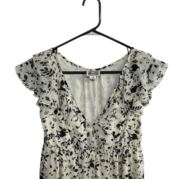 Soft Girl Floral Ruffle Dress Converse One Star Ivory Black Size S - Picture 2 of 7